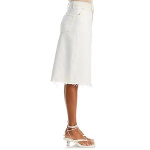 Frame Denim White Midi A-Line Skirt